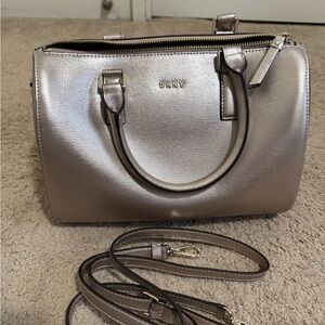 DKNY Metallic Rose Gold Satchel with Removable Strap